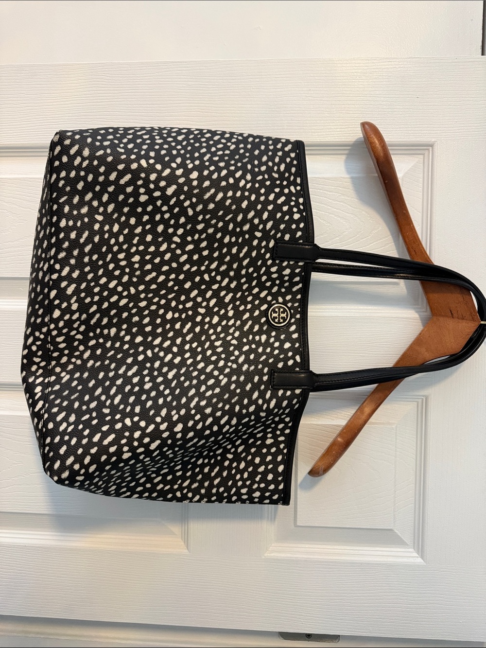 Tory Burch Black and White Dalmatian Print Tote